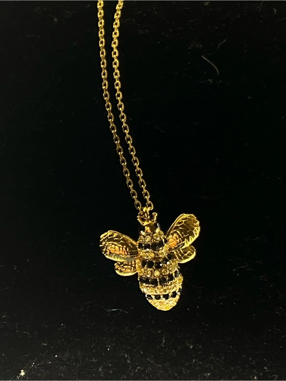 Kate Spade New York Bumblebee Pendant Necklace Gold Tone Pave Bee Charm